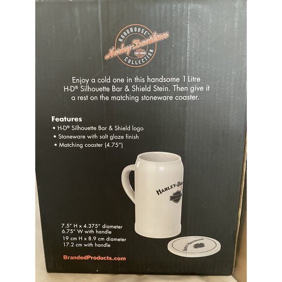 NIB Harley Davidson Silhoutte Bar and Shield Stein/Coaster Set - Picture 8 of 9